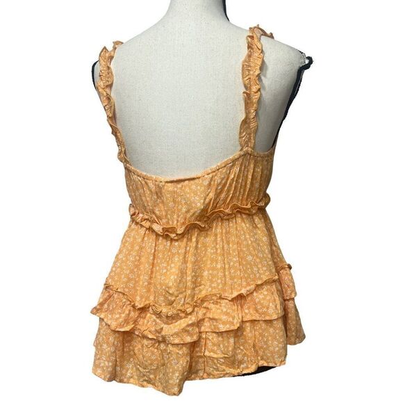 LUSH Ruffle Tiered Tank Top In Mango/ Yellow/ White - Picture 4 of 12